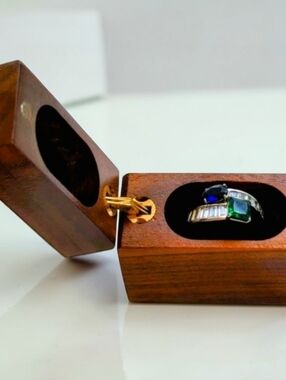 Contemporary Bypass Silver Ring W/ Emerald, Sapphire, And CZ In Modern Gift Box